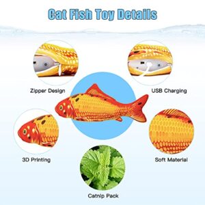 TOOGE 2 Pack 11" Floppy Fish Cat Toys with SilverVine and Catnip for Indoor Cats for Small Dogs Interactive Automatic Flopping Fish Cat Kicker Toys for Cats Puppy Small Dog