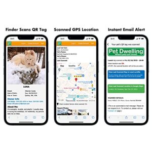 Pet Dwelling Premium QR Code Pet ID Tags - Dog Tags and Cat Tags, Connect to Online Pet Profile, Receive Instant Scanned Tag Location Email Alert(Pink Paw)