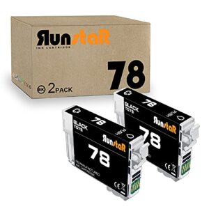 run star remanufactured 78 black ink cartridge replacement for 78 t078 to use with artisan 50 stylus photo r260 r280 r380 rx580 rx595 rx680 printer (2-black)