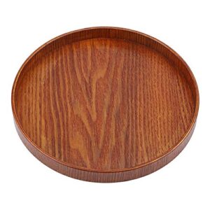 round wooden serving tray, natural wood grain decorative breakfast tea tray for coffee table, party, eating, 21 x 21cm