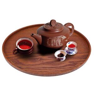 Round Wooden Serving Tray, Natural Wood Grain Decorative Breakfast Tea Tray for Coffee Table, Party, Eating, 21 x 21cm