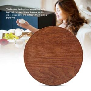 Round Wooden Serving Tray, Natural Wood Grain Decorative Breakfast Tea Tray for Coffee Table, Party, Eating, 21 x 21cm