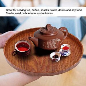 Round Wooden Serving Tray, Natural Wood Grain Decorative Breakfast Tea Tray for Coffee Table, Party, Eating, 21 x 21cm