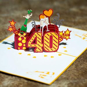 DKT Handmade Happy birthday pop up card, 3D Popup Greeting Cards (Happy Birthday Number Age 40th pop up card)