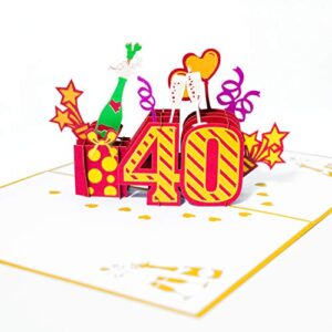 dkt handmade happy birthday pop up card, 3d popup greeting cards (happy birthday number age 40th pop up card)