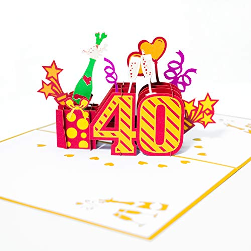 DKT Handmade Happy birthday pop up card, 3D Popup Greeting Cards (Happy Birthday Number Age 40th pop up card)