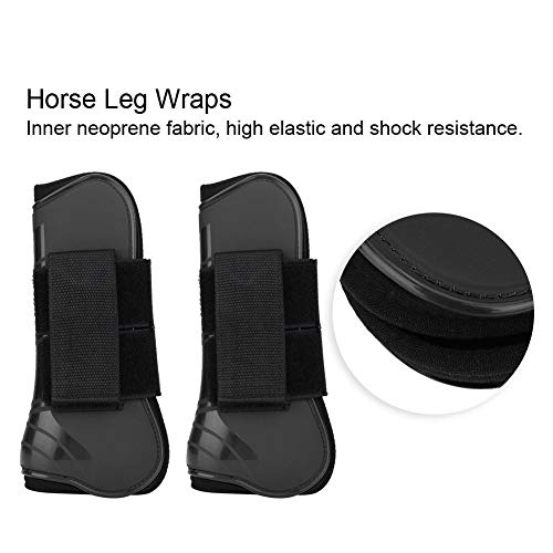 ViaGasaFamido Horse Support Boots, 1 Pair of Horse Breathable Wrap Jum Leg Boot Protection Support Wrap Equestrian PU Secure Leg Protection Horse Tendon (Black)