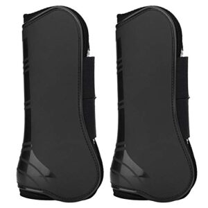 ViaGasaFamido Horse Support Boots, 1 Pair of Horse Breathable Wrap Jum Leg Boot Protection Support Wrap Equestrian PU Secure Leg Protection Horse Tendon (Black)