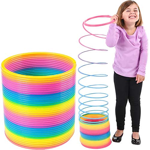 The Dreidel Company Jumbo Rainbow, Plastic Coil Spring, Party Favor for Kids, 7" (175mm) Individually Wrapped