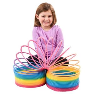 The Dreidel Company Jumbo Rainbow, Plastic Coil Spring, Party Favor for Kids, 7" (175mm) Individually Wrapped