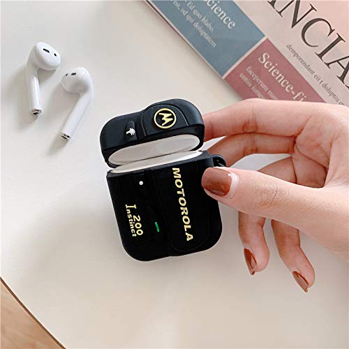 BONTOUJOUR Case Compatible with AirPods Pro, Creative Classical Black Vintage Beeper Pager Shape TPU Silicone Cover Case Protective Skin for AirPods Pro +Hook