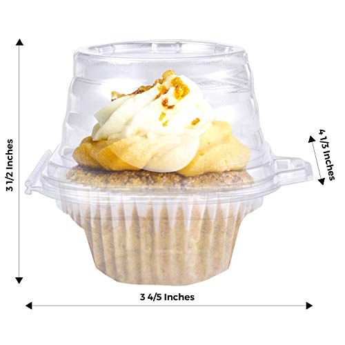 Cupcake Boxes Individual Plastic, 100 Pack Individual Cupcake Containers Plastic Disposable, Single Compartment Cupcake Carrier, Cupcake Holders Plastic Individual for Parties Pack of 100