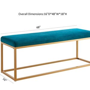 Ball & Cast Upholstered Bench, 48" W, Teal - Frame