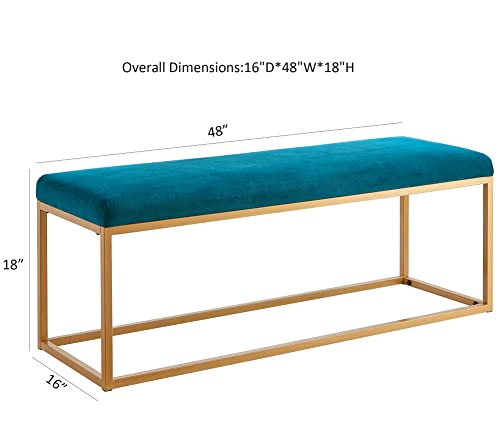 Ball & Cast Upholstered Bench, 48" W, Teal - Frame