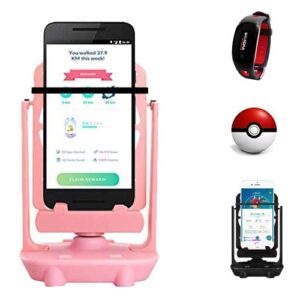 phone swing step counter pedometer compatible with pokemon go poke ball plus cellphone accessories with usb cable high silent version for walking (support 2 phones under 7.2 inch), pink