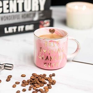 Hendson Grandma Birthday Gifts - Best Grandma Ever - Funny Gift For Nana, New Grandma, Pregnancy Announcement For Grandparents, Grandma To Be, Grandmother - Pink Marble Mug, 11.5oz Coffee Cup