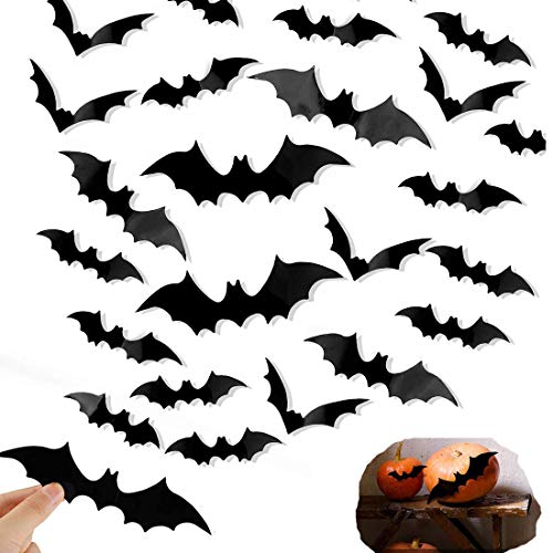 Halloween Decorations Bats Wall Decor 96 Packs 2022 Upgraded 3D Bats Window Decals Bat Halloween Door Decor