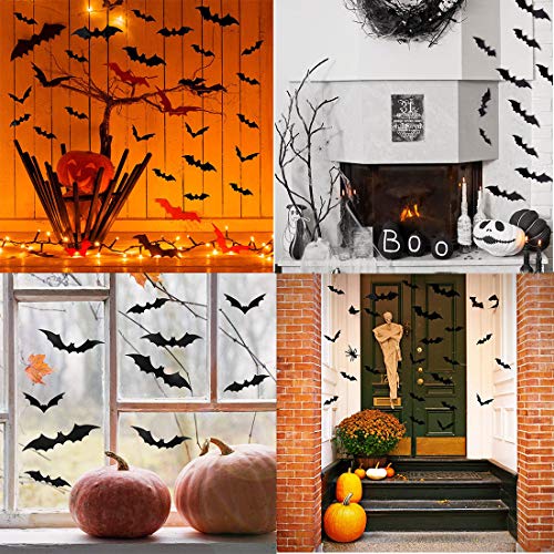 Halloween Decorations Bats Wall Decor 96 Packs 2022 Upgraded 3D Bats Window Decals Bat Halloween Door Decor