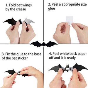 Halloween Decorations Bats Wall Decor 96 Packs 2022 Upgraded 3D Bats Window Decals Bat Halloween Door Decor