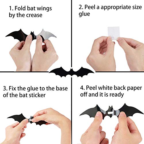 Halloween Decorations Bats Wall Decor 96 Packs 2022 Upgraded 3D Bats Window Decals Bat Halloween Door Decor