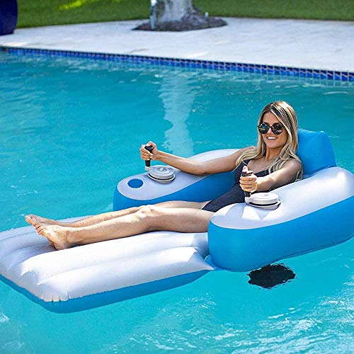 Splash Runner 2.5 Motorized Inflatable Pool Lounger, Water Hammock Raft for Pool or Lake, Toy for Adults & Kids, Lightweight, Durable, Propellers Enclosed w/Safety Grill, Batteries Required