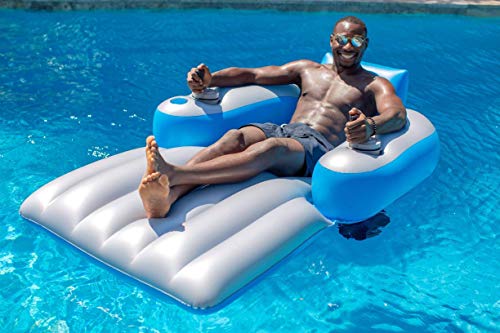 Splash Runner 2.5 Motorized Inflatable Pool Lounger, Water Hammock Raft for Pool or Lake, Toy for Adults & Kids, Lightweight, Durable, Propellers Enclosed w/Safety Grill, Batteries Required