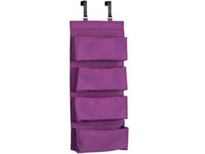 ynr new 4 section over door hanging wardrobe storage unit clothes shoe organiser in polyester polyester (purple)