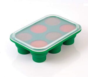hic kitchen prep-n-freeze mini portion tray with lid, collapsible lfgb silicone, 2-ounce sections
