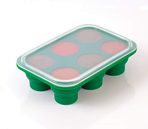 HIC Kitchen Prep-N-Freeze Mini Portion Tray with Lid, Collapsible LFGB Silicone, 2-Ounce Sections