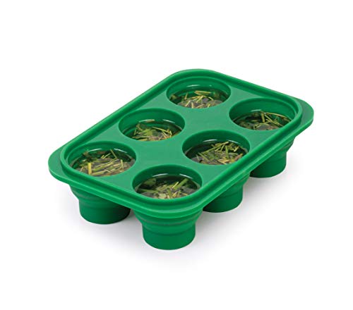 HIC Kitchen Prep-N-Freeze Mini Portion Tray with Lid, Collapsible LFGB Silicone, 2-Ounce Sections