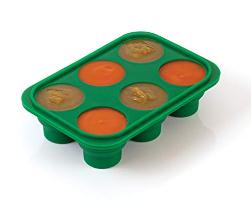 HIC Kitchen Prep-N-Freeze Mini Portion Tray with Lid, Collapsible LFGB Silicone, 2-Ounce Sections