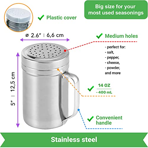 [10oz + 10oz + 14oz] Stainless Steel Dredge Shaker Bundle - by CUSINIUM