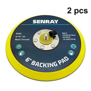 SENRAY 6 Inch Dual-Action Hook & Loop Molded Urethane Flexible Backing Plate for Random Orbital Sander Car Polisher - 2 PCS Set