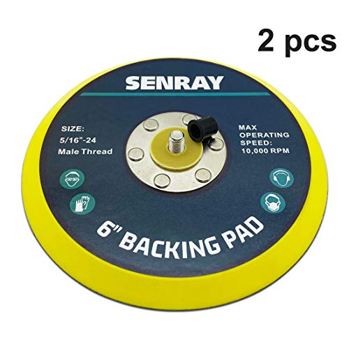 SENRAY 6 Inch Dual-Action Hook & Loop Molded Urethane Flexible Backing Plate for Random Orbital Sander Car Polisher - 2 PCS Set