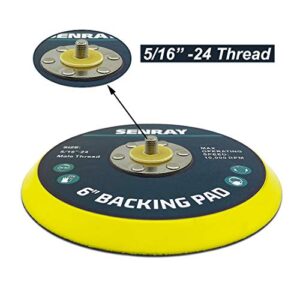 SENRAY 6 Inch Dual-Action Hook & Loop Molded Urethane Flexible Backing Plate for Random Orbital Sander Car Polisher - 2 PCS Set