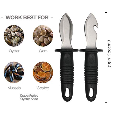 Nvzi Oyster Shucking Knife, Oyster Knife, Oyster Shucker, Oyster Opener, Oyster Shucking Kit, 2 knifes and 1 Gloves Cut Resistant Gloves