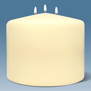 HYOOLA Ivory Three Wick Large Candle - 6 x 4.75 Inch - Unscented Big Pillar Candles - 104 Hour - European Made