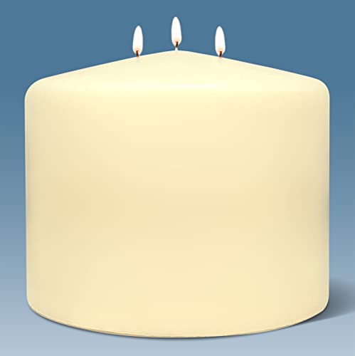 HYOOLA Ivory Three Wick Large Candle - 6 x 4.75 Inch - Unscented Big Pillar Candles - 104 Hour - European Made