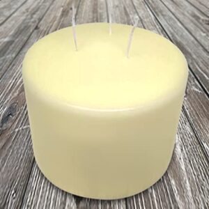 HYOOLA Ivory Three Wick Large Candle - 6 x 4.75 Inch - Unscented Big Pillar Candles - 104 Hour - European Made