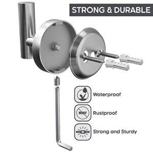 Brushed Nickel Bathroom Towel Hooks Rust Proof Stainless Steel Heavy Duty Clothes Coat Robe Holders 2 Pack Wall Mounted Hooks for Bedroom Kitchen Hotel Outdoor