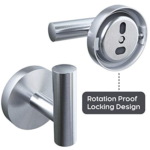 Brushed Nickel Bathroom Towel Hooks Rust Proof Stainless Steel Heavy Duty Clothes Coat Robe Holders 2 Pack Wall Mounted Hooks for Bedroom Kitchen Hotel Outdoor