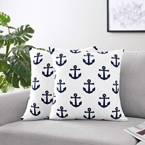 Sweet Jojo Designs Navy Blue White Anchors Decorative Accent Throw Pillows - Set of 2 - Nautical Theme Ocean Sailboat Sea Marine Sailor Anchor Unisex Gender Neutral