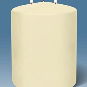 HYOOLA Ivory Three Wick Large Candle - 6 x 8 Inch - Unscented Big Pillar Candles - 188 Hour - European Made