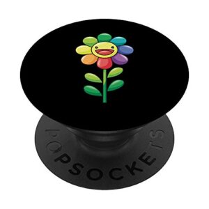 happy sunflower rainbow beautiful cute flower girl gift popsockets swappable popgrip