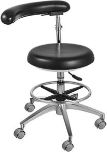 oubo brand black assistant stool 360° rotation armrest dental pu leather backrest medical office use