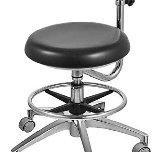 OUBO Brand Black Assistant Stool 360° Rotation Armrest Dental PU Leather Backrest Medical Office Use