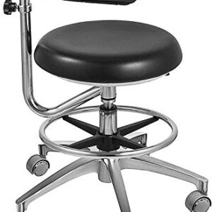 OUBO Brand Black Assistant Stool 360° Rotation Armrest Dental PU Leather Backrest Medical Office Use