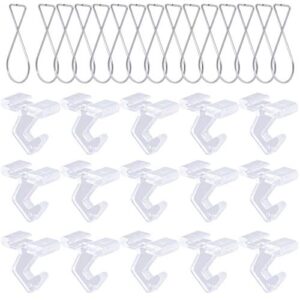 hilitchi 30pcs ceiling hooks clips kit including 15pcs transparent hinged ceiling hooks & 15pcs t-bar squeeze clips set for hanging decorations at office, classroom, home, mall, special events