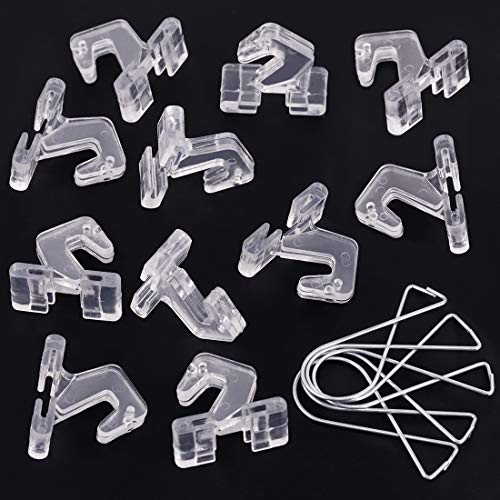 Hilitchi 30Pcs Ceiling Hooks Clips Kit Including 15Pcs Transparent Hinged Ceiling Hooks & 15Pcs T-bar Squeeze Clips Set for Hanging Decorations at Office, Classroom, Home, Mall, Special Events