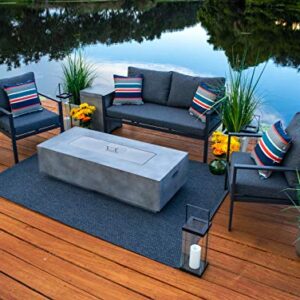 Juno 4 Piece Outdoor Furniture Conversation Set with 56" Rectangular Propane Gas Fire Pit Table